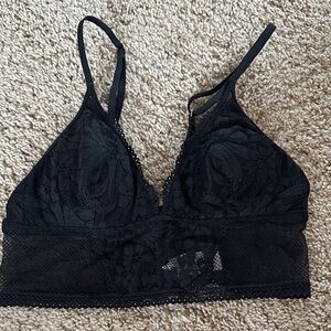 Aerie Black Floral Lace Bralette